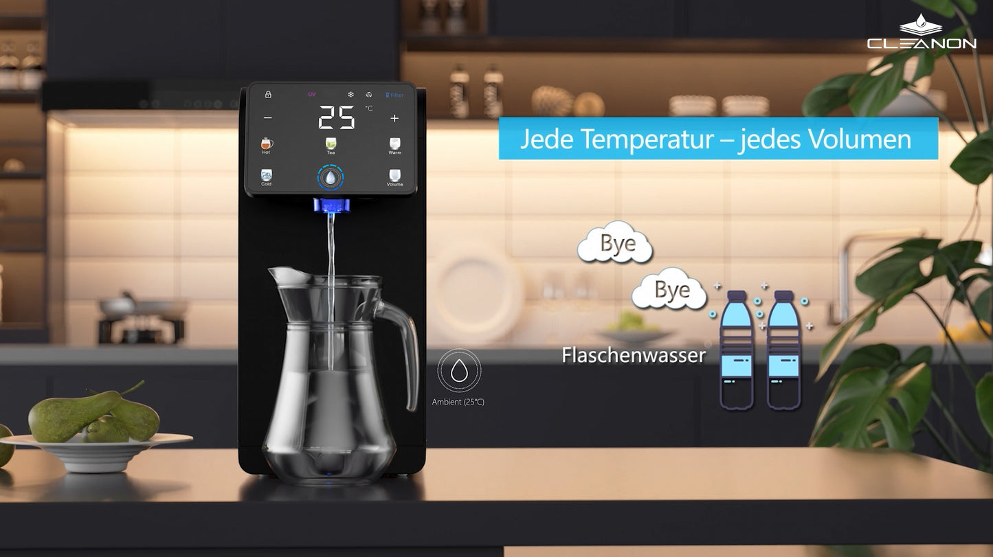 Premium Umkehrosmose-Wasserfilteranlage mit Kühlung und individuell temperiertem Wasser