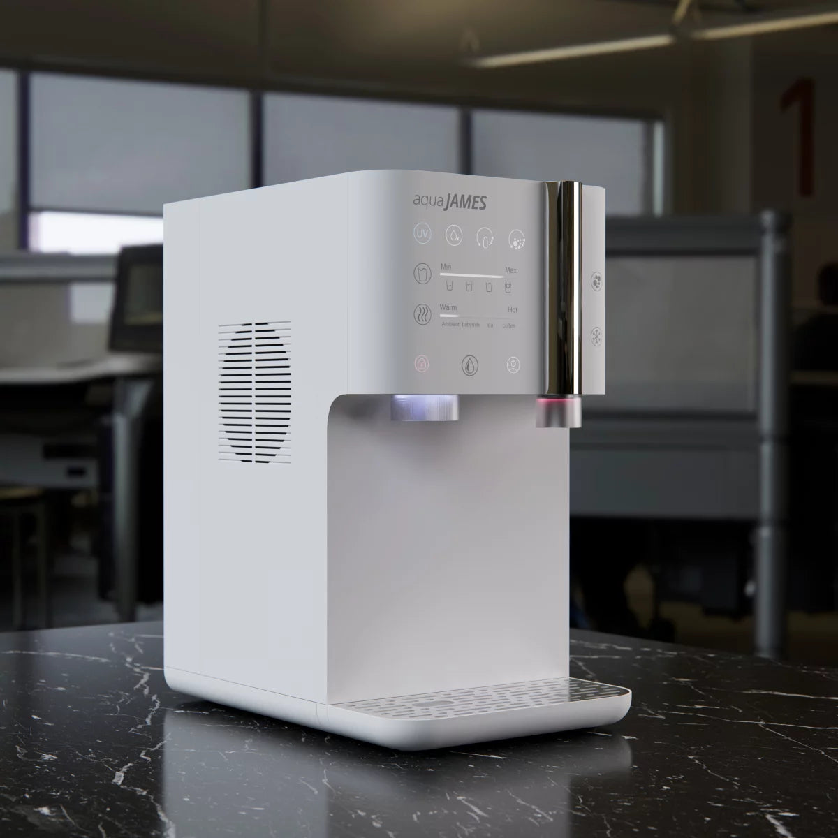 Wasserfilter mit sprudelndem, gekühltem und heißem Wasser