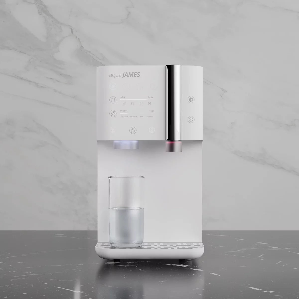 Wasserfilter mit sprudelndem, gekühltem und heißem Wasser