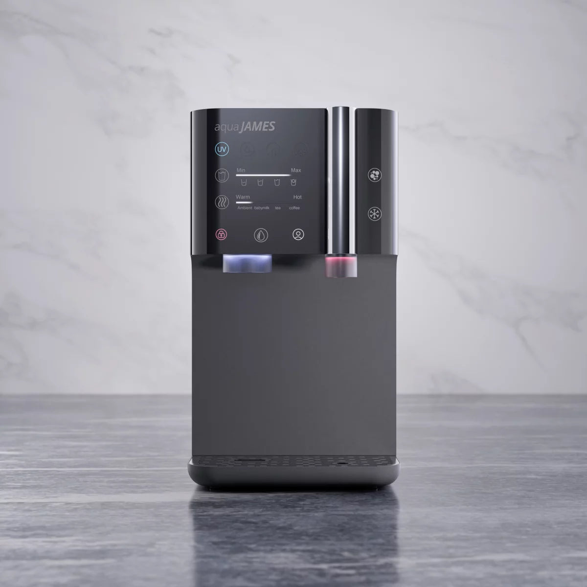 Wasserfilter mit sprudelndem, gekühltem und heißem Wasser