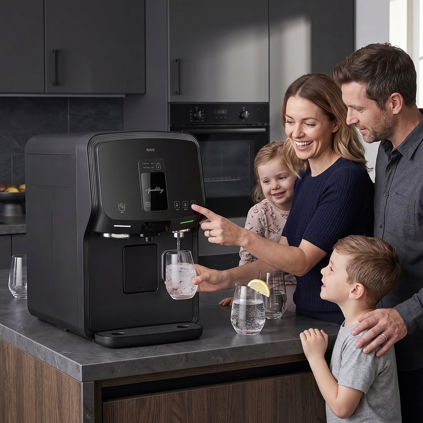Premium Wasserfilter NAIS SODA RO mit Sprudel & Eiswürfel
