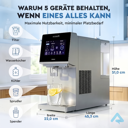 5-in-1 Smart-Auftisch-Wasserfilter-Anlage mit Sprudelfunktion (Silber)